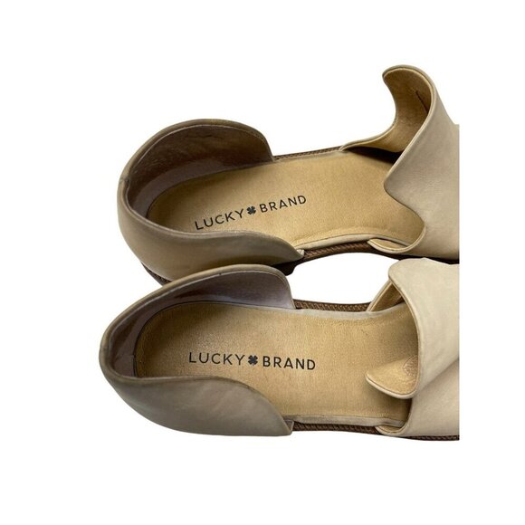 Lucky Brand Gennifa Cutout Stacked Heel Loafer In Stone Leather Size 10 - Picture 2 of 7